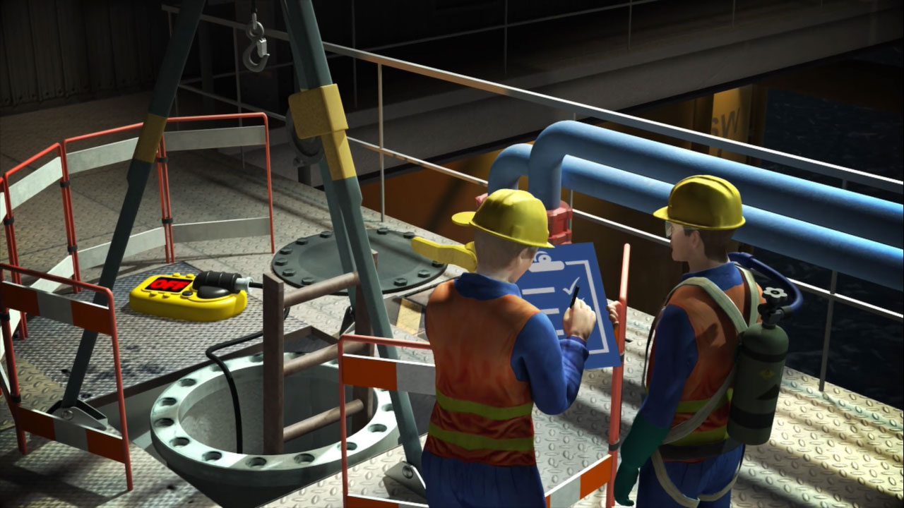 An e-learning image featuring oil and gas employees